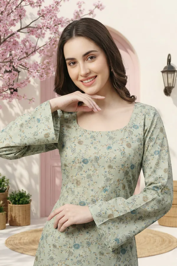 Pista_Green_Rayon_Jaipuri_Print_Kurti_With_Long_Sleves