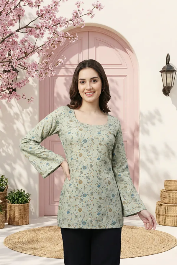 Pista_Green_Rayon_Jaipuri_Print_Kurti_With_Long_Sleves