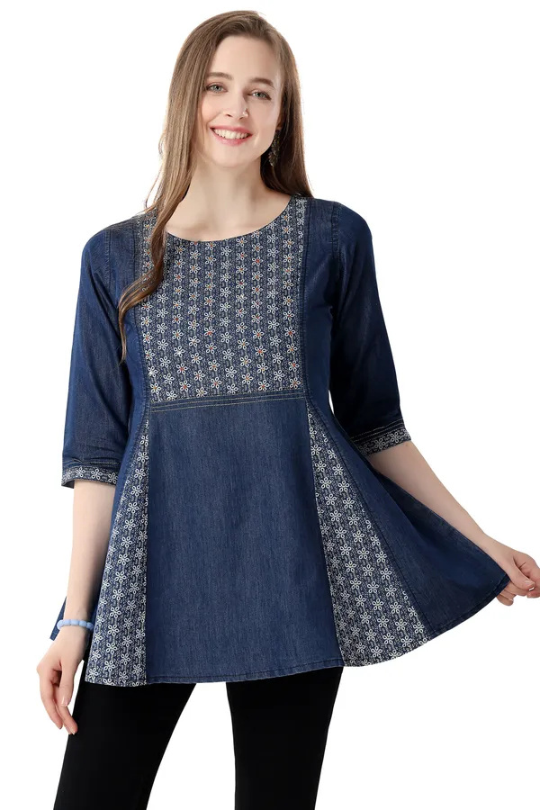 Chic_Blue_Denim_Frock_Tunic_with_Intricate_Thread_Work