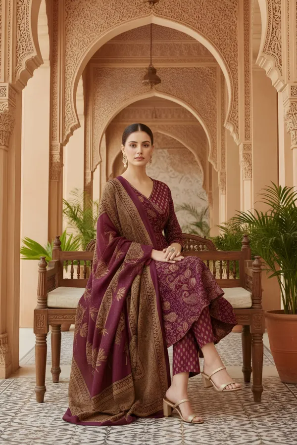 Wine_Jaipuri_Print_Cotton_Flared_3_Piece_Suit_Set_with_Dupatta_for_Women