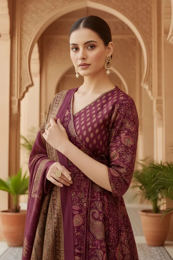 Wine_Jaipuri_Print_Cotton_Flared_3_Piece_Suit_Set_with_Dupatta_for_Women