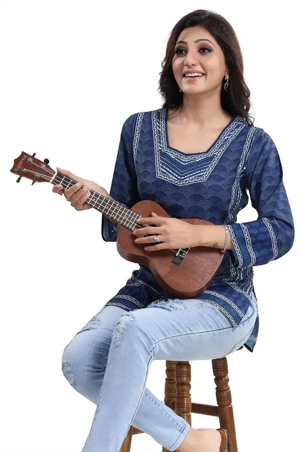 Women's_Blue_Summer_Cool_Short_Kurti_Tunic_Top_Indigo_Blue_|_Kurti_Tops_|_Short_Kurti_|_Short_Kurti_For_Women_|_Short_Kurti_For_Girls