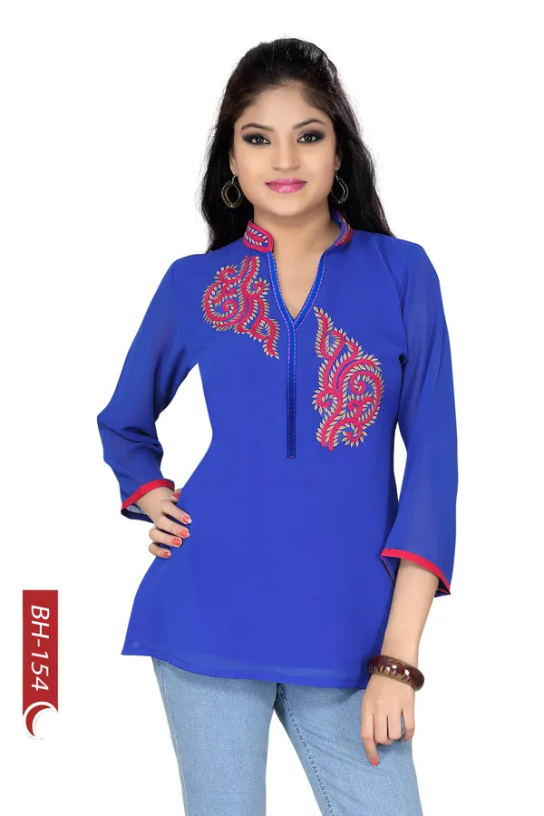 The_Blue_Bella_Short_Tunic_Top_with_Machine-work_Embroidery