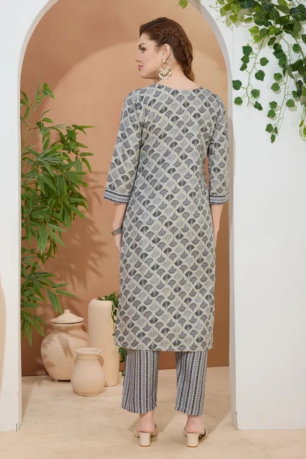 Sway_Gray_Round_Neck_Kurti_Pant_Suit_For_Women