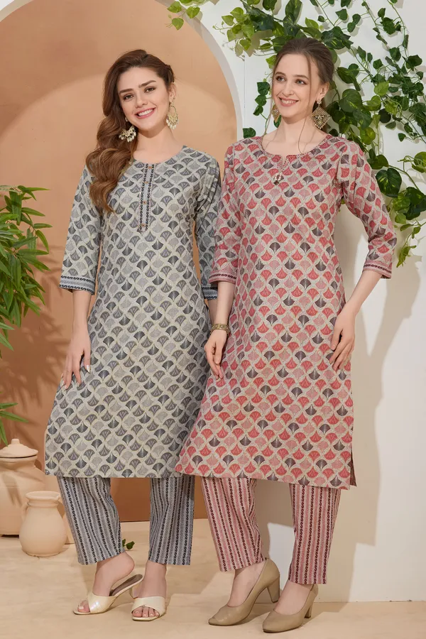 Sway_Gray_Round_Neck_Kurti_Pant_Suit_For_Women