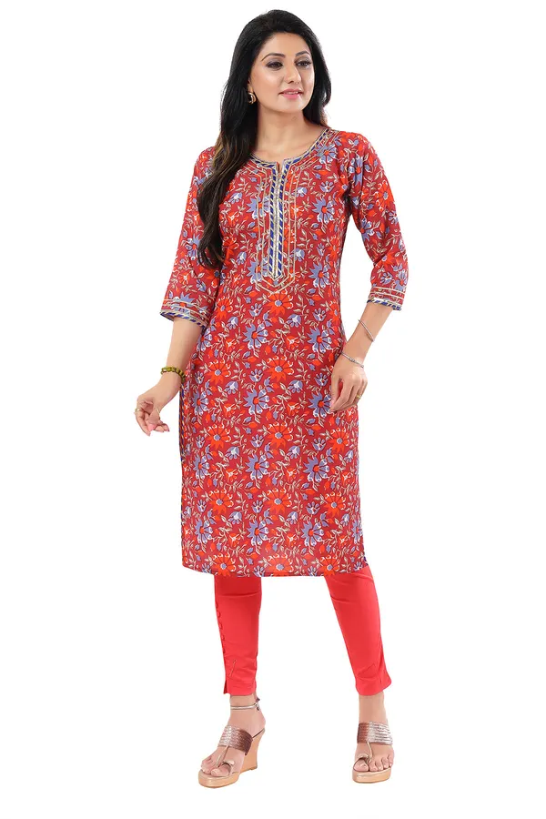 Maroon_Women_Printed_Long_Kurti_Tunic_with_Gota_Laces_and_Piping