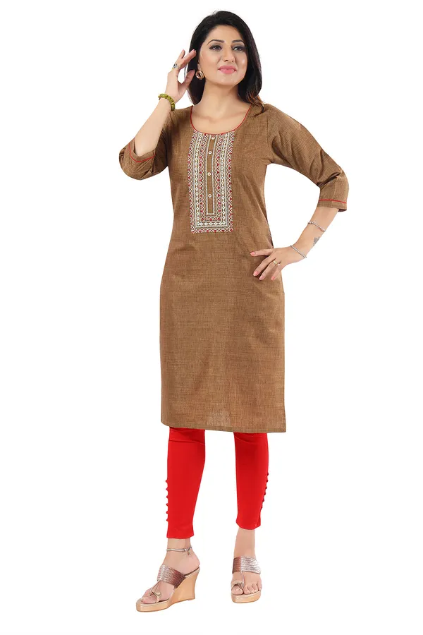 BEAUTIFUL_BROWN_CASUAL_COTTON_LADIES_KURTI_WITH_EMBROIDERY