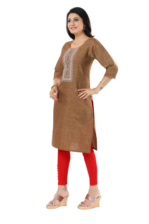 BEAUTIFUL_BROWN_CASUAL_COTTON_LADIES_KURTI_WITH_EMBROIDERY
