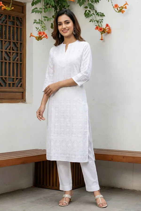 White_Pure_Cotton_Chikankari_Long_Kurti_for_Women