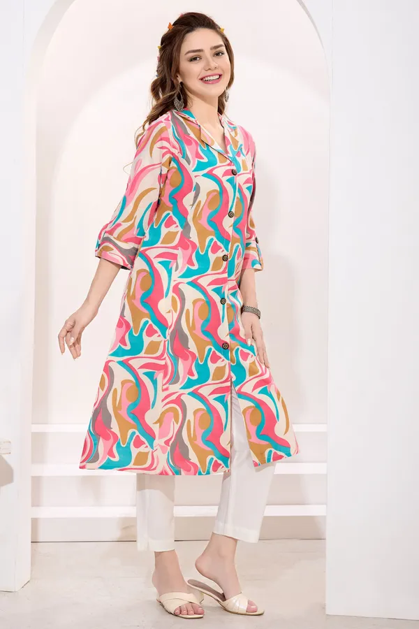 Multicolor_Linen_Cotton_Princess_Cut_Long_Kurta_For_Women