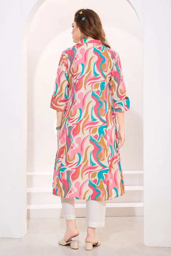 Multicolor_Linen_Cotton_Princess_Cut_Long_Kurta_For_Women
