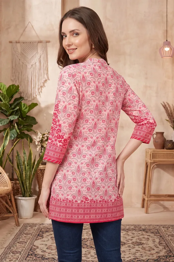 Pretty_Pink_Paisley_Printed_Short_Kurti_with_Red_Floral_Borders