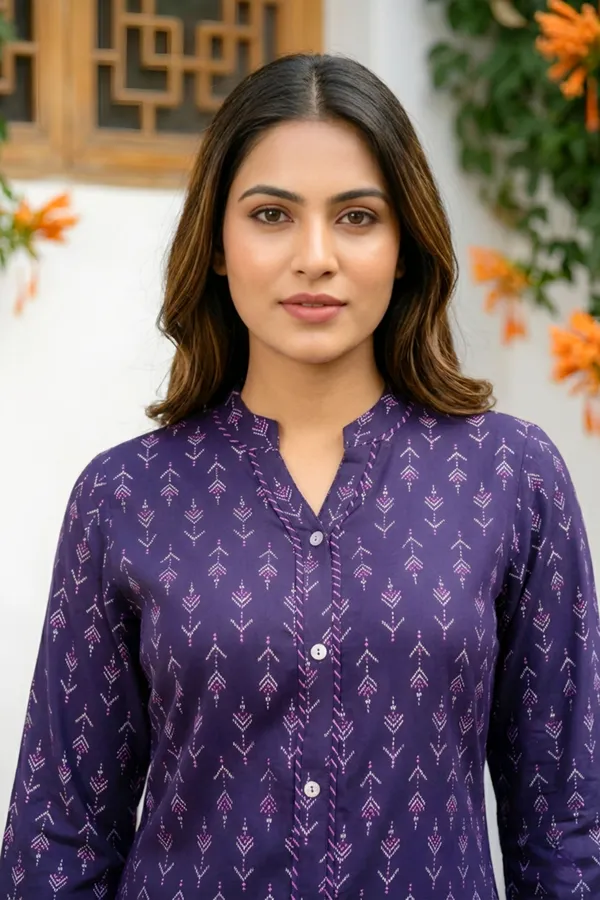 Dark_Blue_Printed_Rayon_Kurti_Top_for_Women_with_Front_Placket_Design