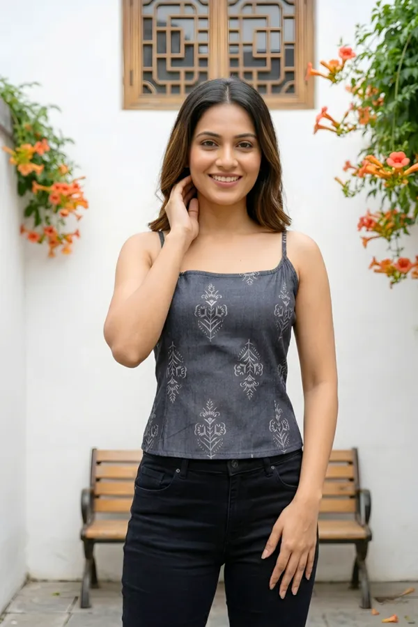 Black_Denim_Spaghetti_Strap_Kurti_for_Women_with_Ethnic_Motifs