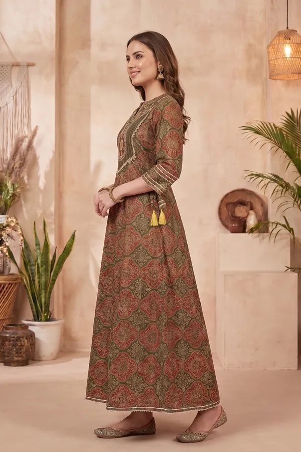 Rich_Maroon_Floral_Anarkali_Kurti_with_Printed_Yoke_Contrast_Detailing_Lace_Finish_and_Tassels