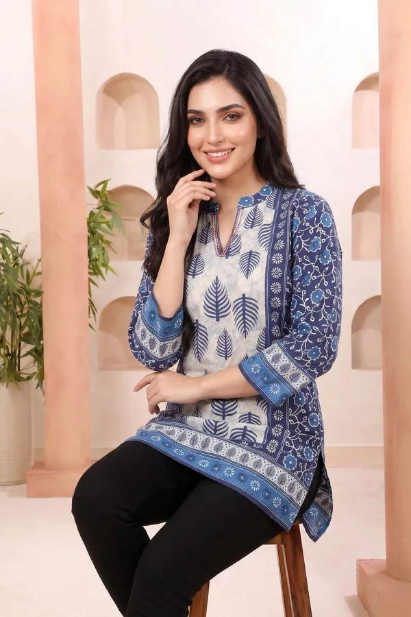 Royal_Blue_Womens_Tunic_with_Ban_Collar_Ethnic_Motif_Paisley_Print