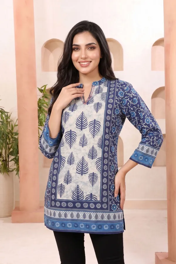 Royal_Blue_Womens_Tunic_with_Ban_Collar_Ethnic_Motif_Paisley_Print