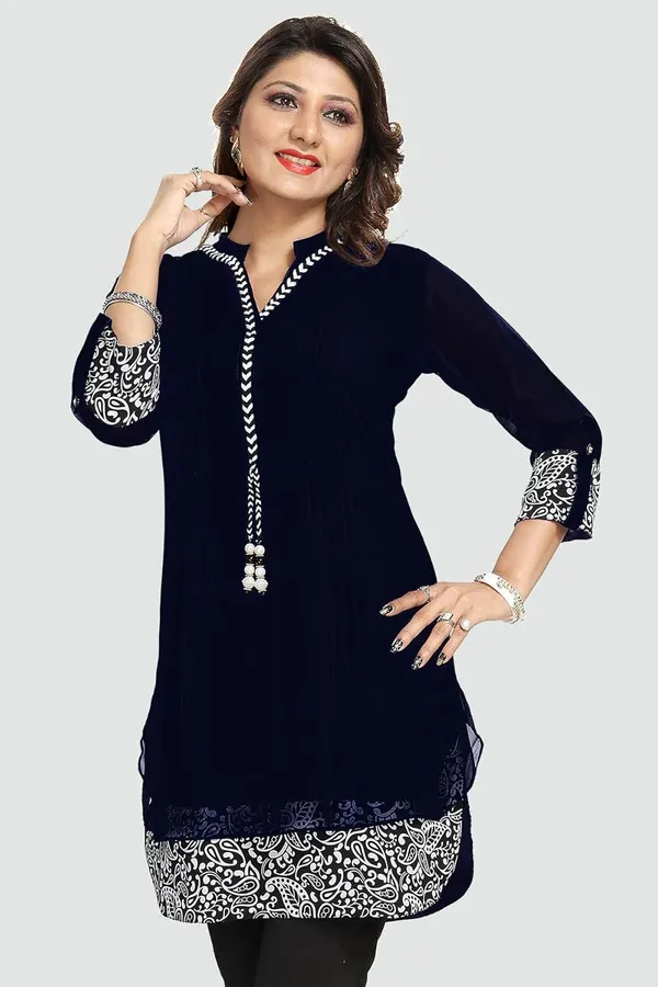 Women's_Short_Tunics_With_Neckline_Embroidery_|_Kurti_Tops_|_Short_Kurti_|_Short_Kurti_For_Women_|_Short_Kurti_For_Girls