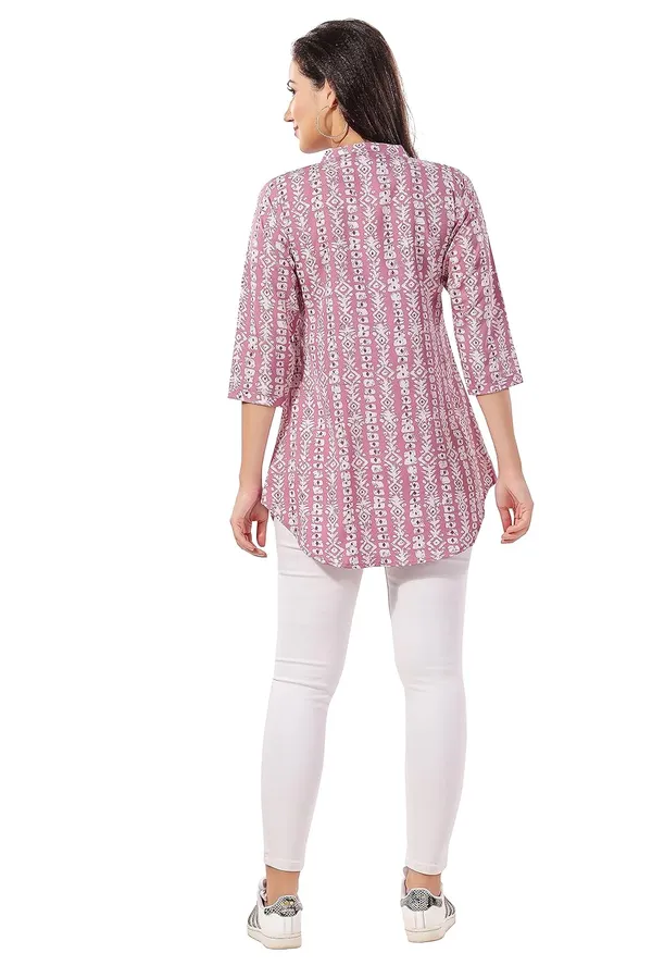 Pink_Poly_Crepe_Short_Tunic_Top_For_Everyday_Wear_|_|_Kurti_Tops_|_Short_Kurti_|_Short_Kurti_For_Women_|_Short_Kurti_For_Girls