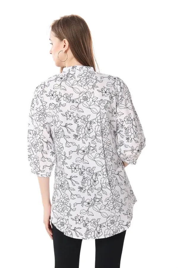 Chic_Contrast_Faux_Crepe_Tunic_With_Stylish_Print_For_Women_And_Girls_|_Kurti_Tops_|_Short_Kurti_|_Short_Kurti_For_Women_|_Short_Kurti_For_Girls