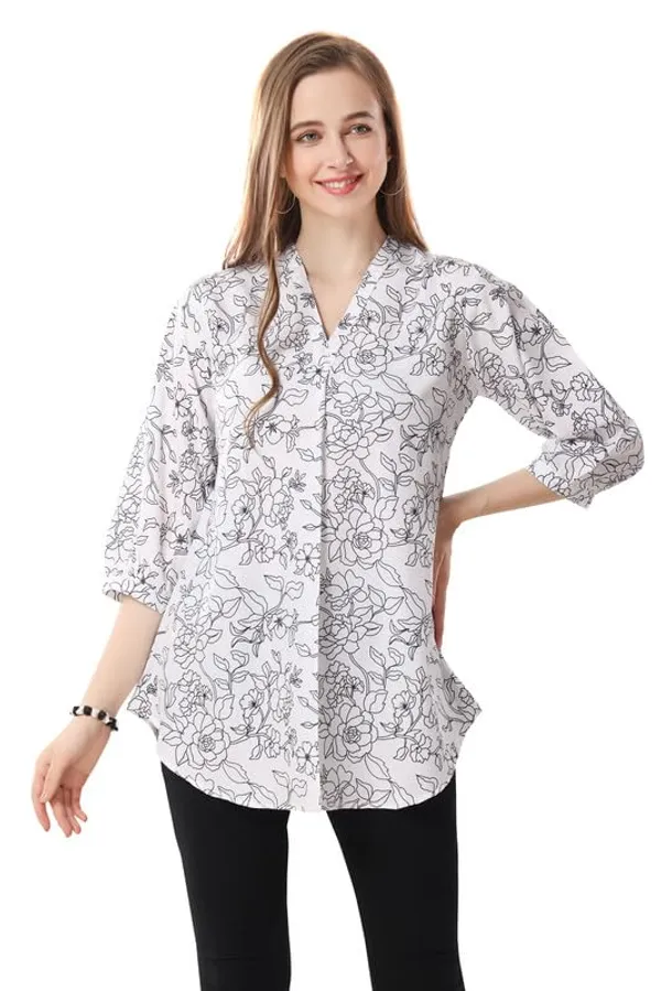 Chic_Contrast_Faux_Crepe_Tunic_With_Stylish_Print_For_Women_And_Girls_|_Kurti_Tops_|_Short_Kurti_|_Short_Kurti_For_Women_|_Short_Kurti_For_Girls