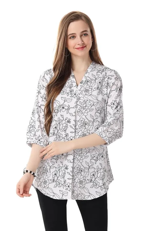 Chic_Contrast_Faux_Crepe_Tunic_With_Stylish_Print_For_Women_And_Girls_|_Kurti_Tops_|_Short_Kurti_|_Short_Kurti_For_Women_|_Short_Kurti_For_Girls