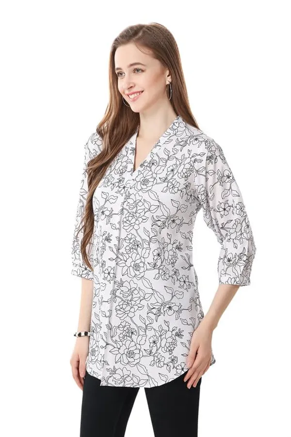 Chic_Contrast_Faux_Crepe_Tunic_With_Stylish_Print_For_Women_And_Girls_|_Kurti_Tops_|_Short_Kurti_|_Short_Kurti_For_Women_|_Short_Kurti_For_Girls
