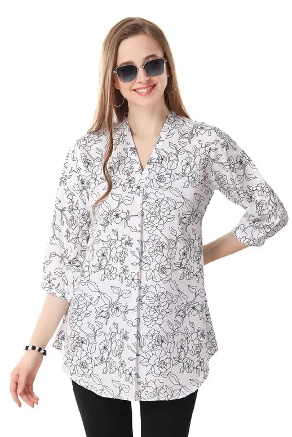 Chic_Contrast_Faux_Crepe_Tunic_With_Stylish_Print_For_Women_And_Girls_|_Kurti_Tops_|_Short_Kurti_|_Short_Kurti_For_Women_|_Short_Kurti_For_Girls