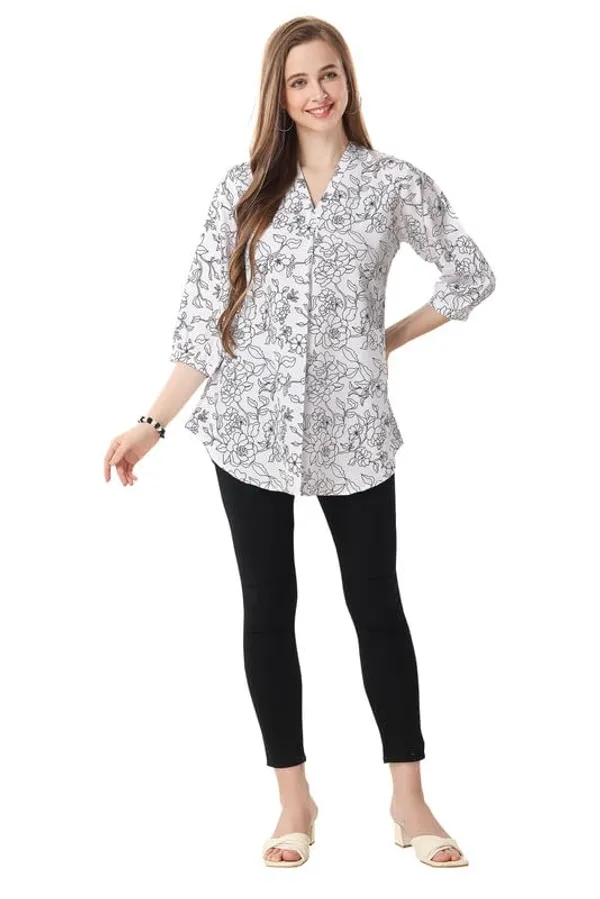 Chic_Contrast_Faux_Crepe_Tunic_With_Stylish_Print_For_Women_And_Girls_|_Kurti_Tops_|_Short_Kurti_|_Short_Kurti_For_Women_|_Short_Kurti_For_Girls
