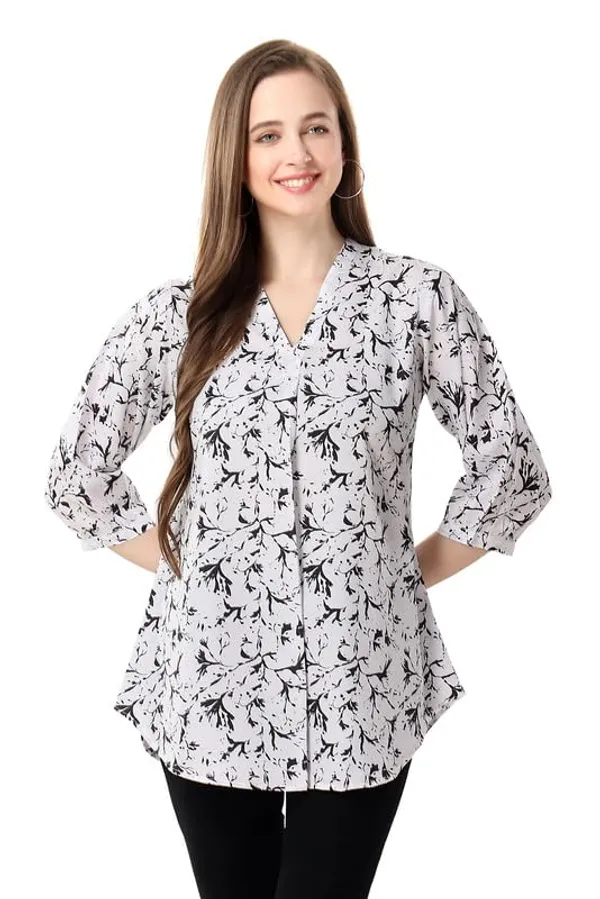 Chic_Contrast_Faux_Crepe_Tunic_With_Stylish_Print_For_Women_And_Girls_|_Kurti_Tops_|_Short_Kurti_|_Short_Kurti_For_Women_|_Short_Kurti_For_Girls
