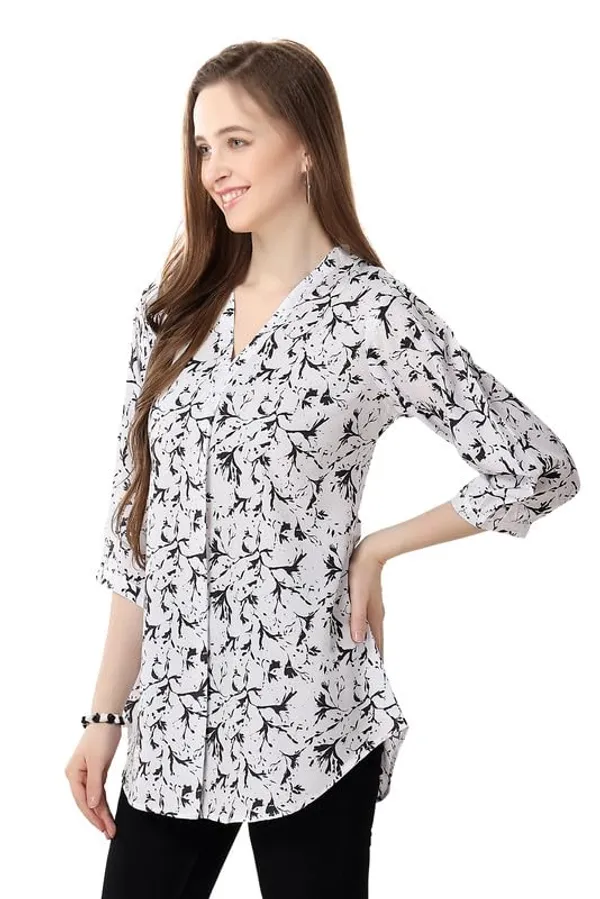 Chic_Contrast_Faux_Crepe_Tunic_With_Stylish_Print_For_Women_And_Girls_|_Kurti_Tops_|_Short_Kurti_|_Short_Kurti_For_Women_|_Short_Kurti_For_Girls