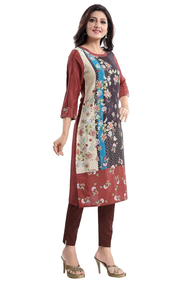 Women's_Beautious_Brown_Faux_Crepe_Printed_Long_Kurti_Tunic_Top_|_Kurti_Tops_|_Short_Kurti_|_Short_Kurti_For_Women_|_Short_Kurti_For_Girls