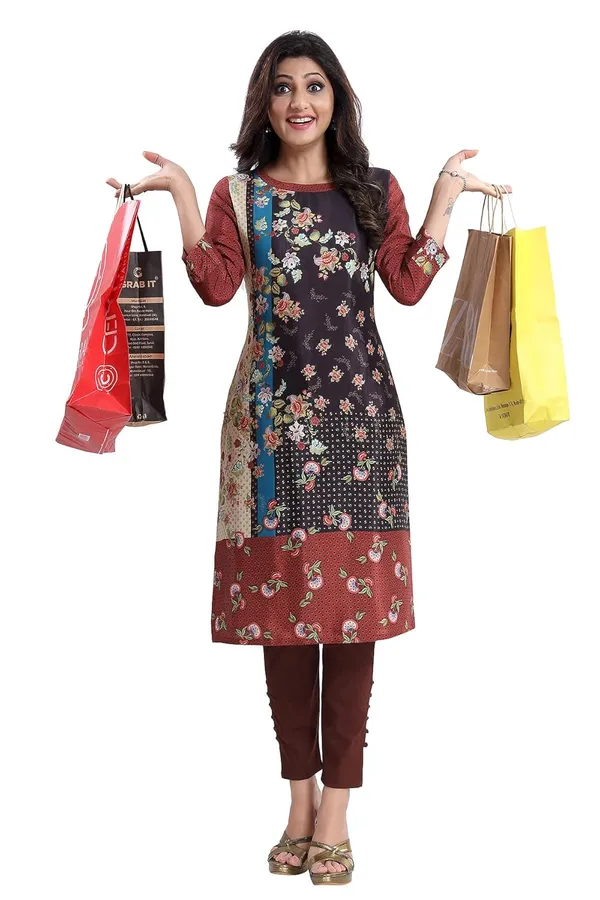 Women's_Beautious_Brown_Faux_Crepe_Printed_Long_Kurti_Tunic_Top_|_Kurti_Tops_|_Short_Kurti_|_Short_Kurti_For_Women_|_Short_Kurti_For_Girls