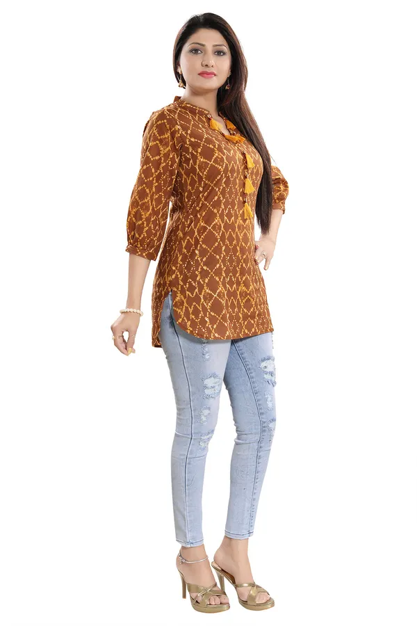 Yellow_Charisma_Printed_Cotton_Tunic_with_PomPoms_for_Womens_wear