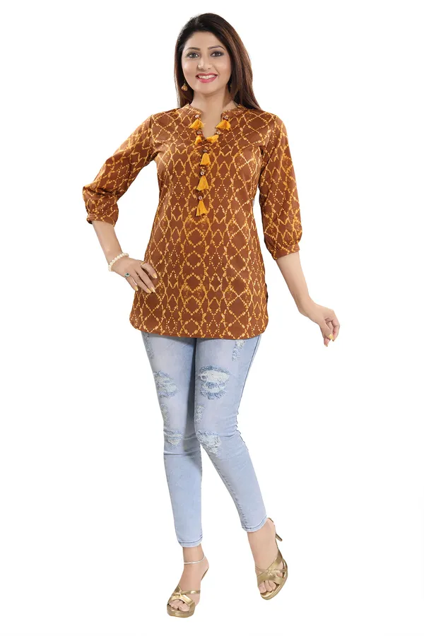 Yellow_Charisma_Printed_Cotton_Tunic_with_PomPoms_for_Womens_wear