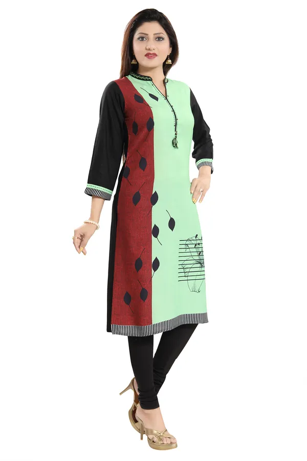 Black_Rayon_Cotton_Long_Kurti_for_Everyday_Wear