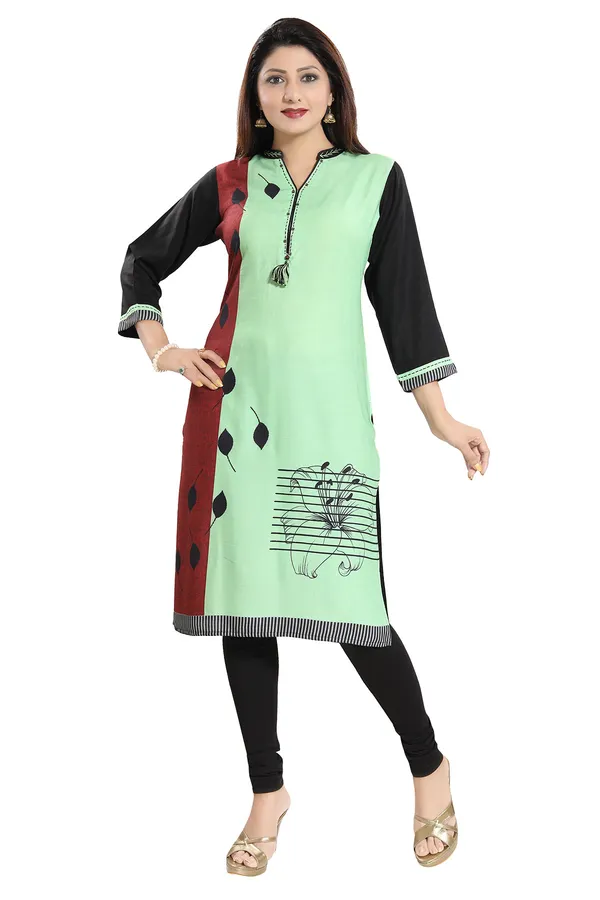 Black_Rayon_Cotton_Long_Kurti_for_Everyday_Wear