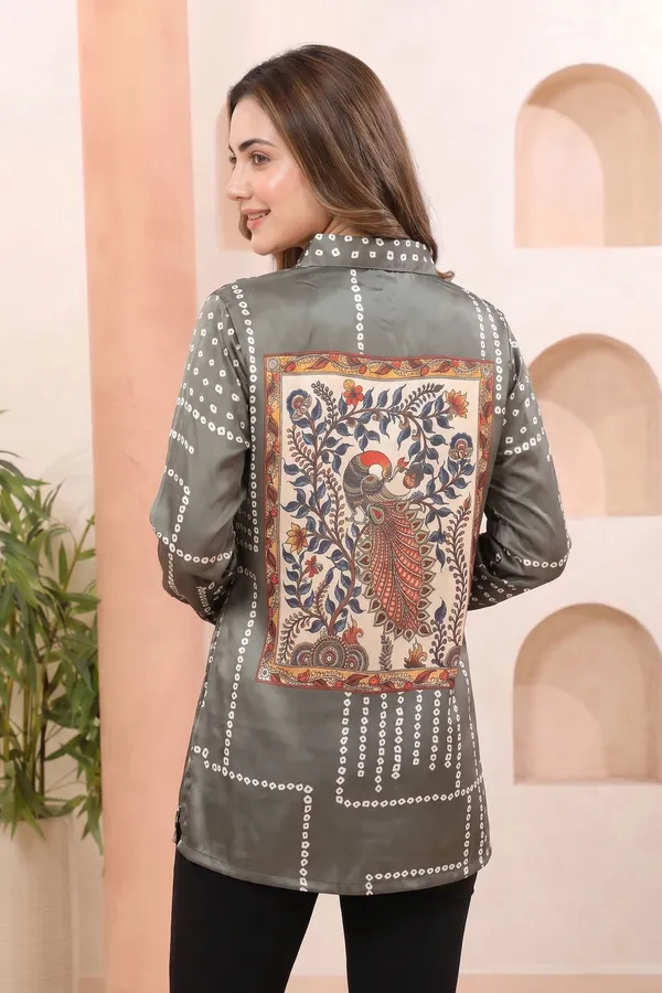 Steel_Blue_Shirt_Style_Top_with_Bandhani_Inspired_Print_and_Peacock_Art_Back