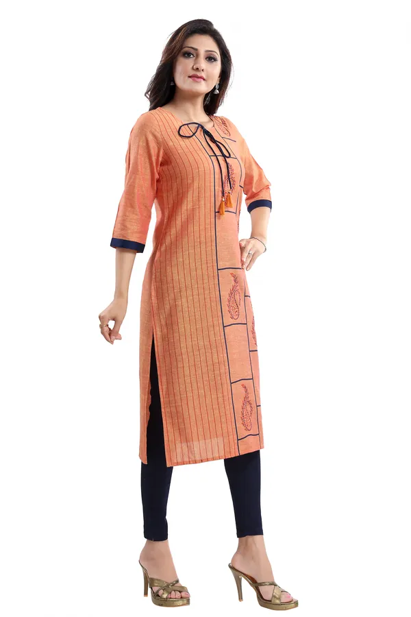 Saffron_Gold_South_Cotton_Block_Print_Kurta