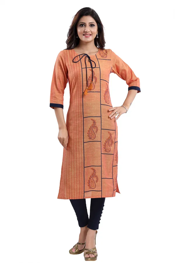 Saffron_Gold_South_Cotton_Block_Print_Kurta