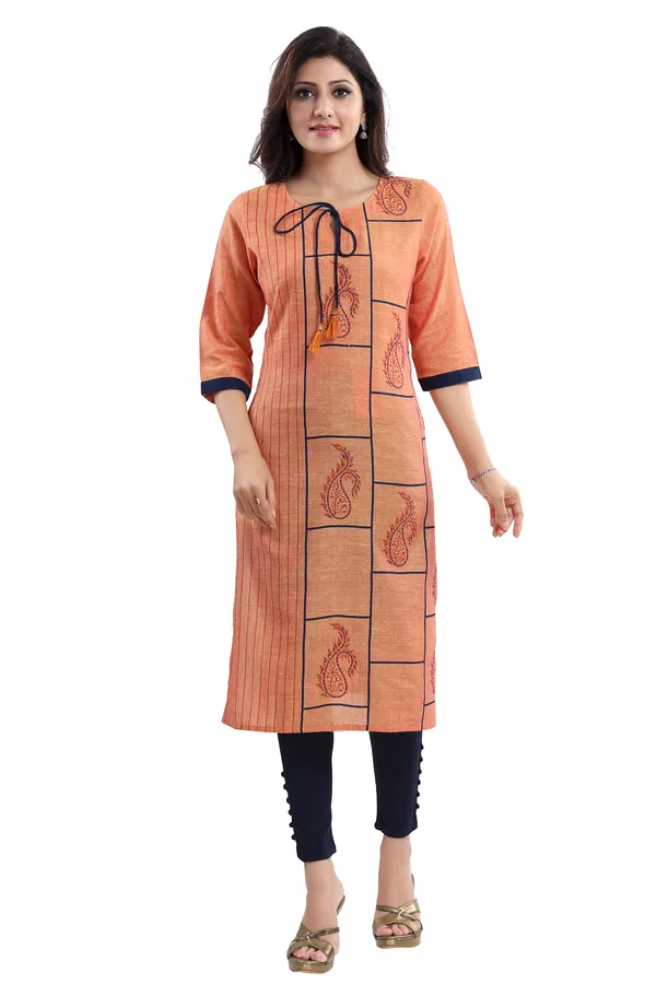 Saffron_Gold_South_Cotton_Block_Print_Kurta