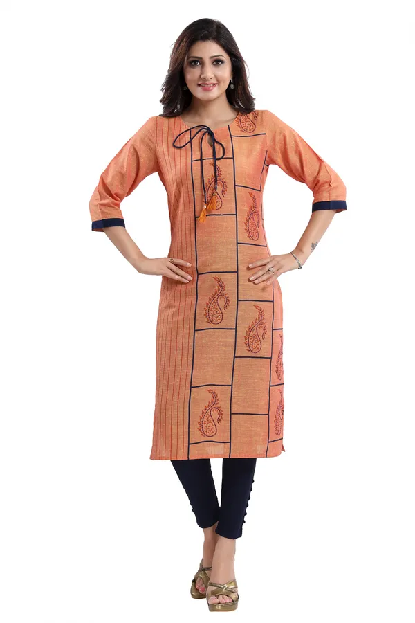 Saffron_Gold_South_Cotton_Block_Print_Kurta