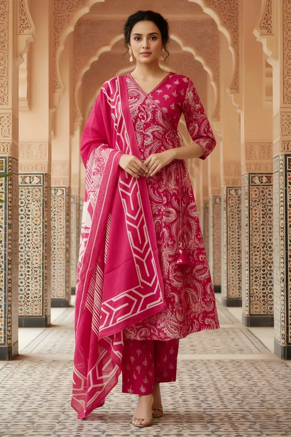 Pink_Jaipuri_Print_Cotton_Flared_3_Piece_Suit_Set_with_Dupatta_for_Women