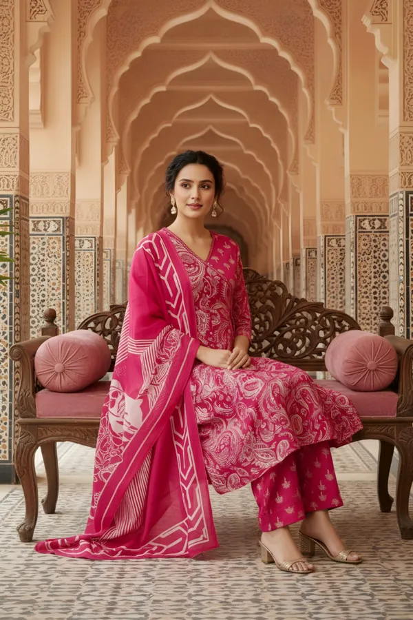 Pink_Jaipuri_Print_Cotton_Flared_3_Piece_Suit_Set_with_Dupatta_for_Women