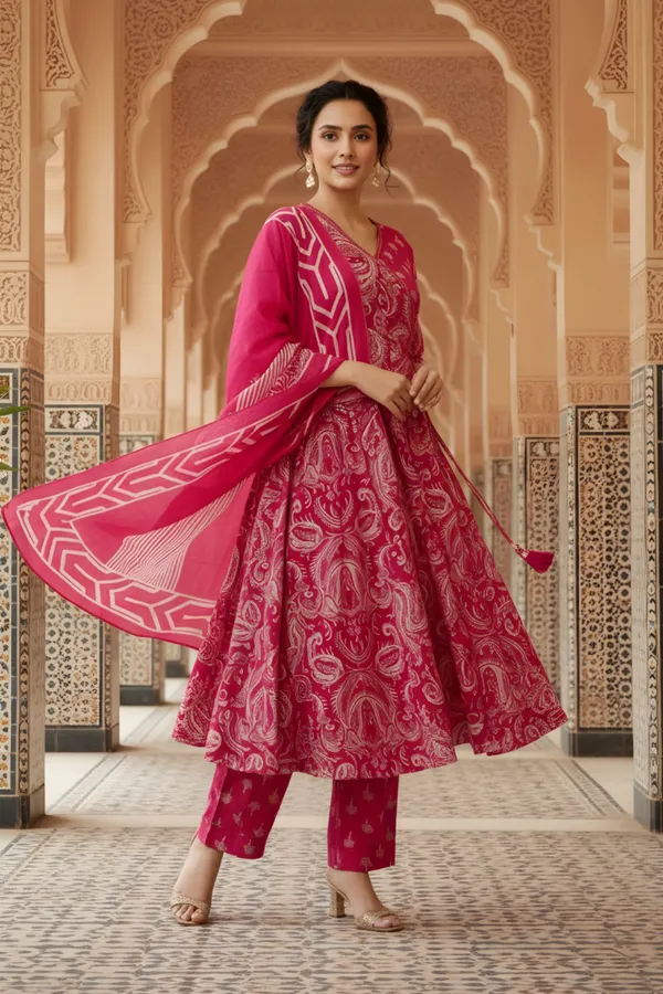 Pink_Jaipuri_Print_Cotton_Flared_3_Piece_Suit_Set_with_Dupatta_for_Women