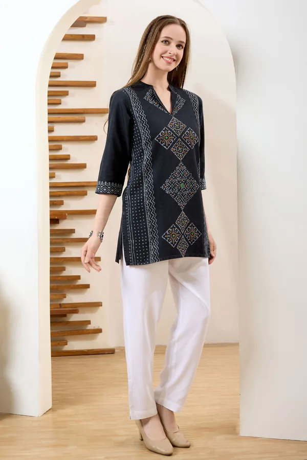 Black_Denim_Tunic_Hand_Embroidery_And_Color_Wash