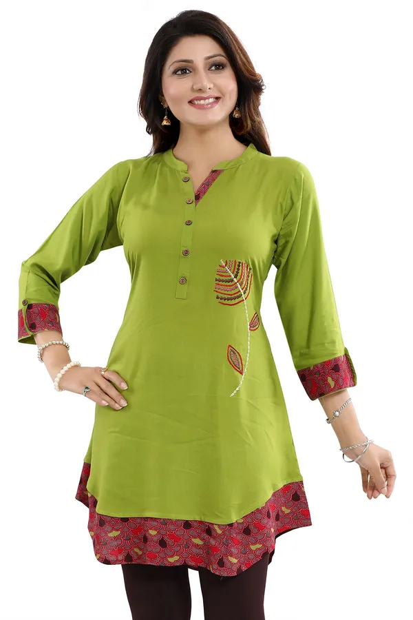 Gorgeous_Designer_Green_Rayon_Embroidery_Tunic_for_Girls_and_Women