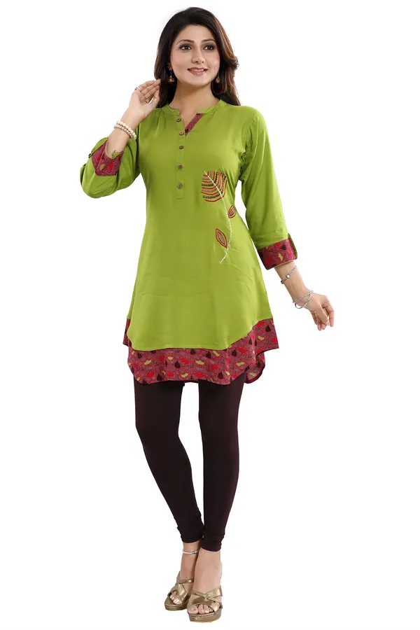 Gorgeous_Designer_Green_Rayon_Embroidery_Tunic_for_Girls_and_Women