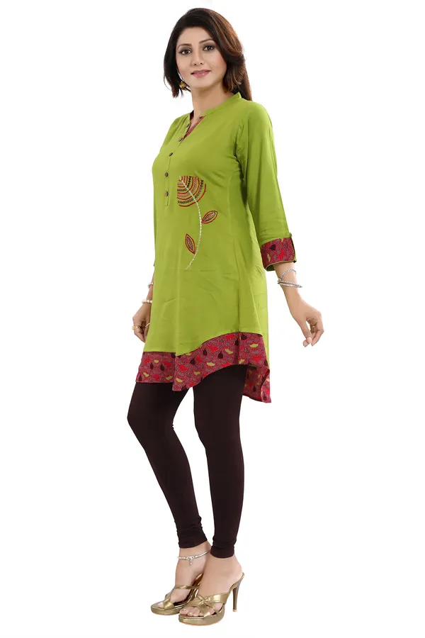 Gorgeous_Designer_Green_Rayon_Embroidery_Tunic_for_Girls_and_Women