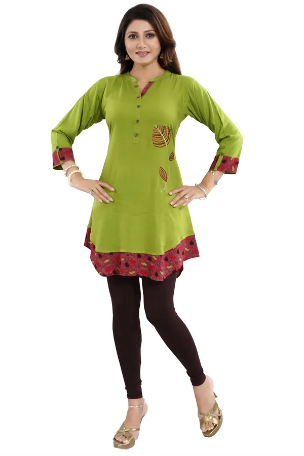 Gorgeous_Designer_Green_Rayon_Embroidery_Tunic_for_Girls_and_Women
